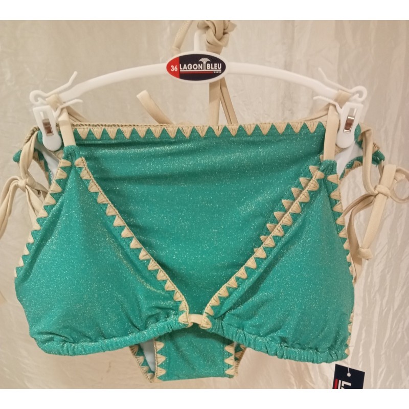 maillot bain vert pailleté, bikini LAGON BLEU? Paloma Gold Emeraude
