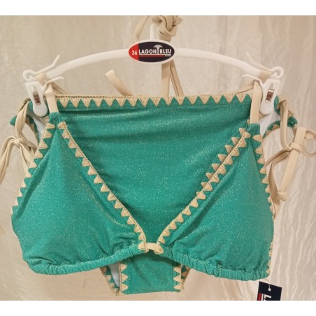 maillot bain vert pailleté, bikini LAGON BLEU? Paloma Gold Emeraude
