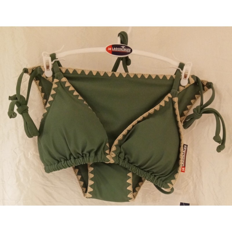 maillot bain kaki femme, bikini chic beige, Lagon Bleu Paloma Kaki