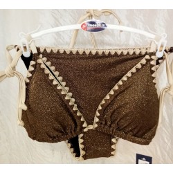 bikini pailleté doré, maillot triangle Lagon bleu, Paloma Gold Kaki