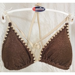 bikini pailleté doré, maillot triangle Lagon bleu, Paloma Gold Kaki