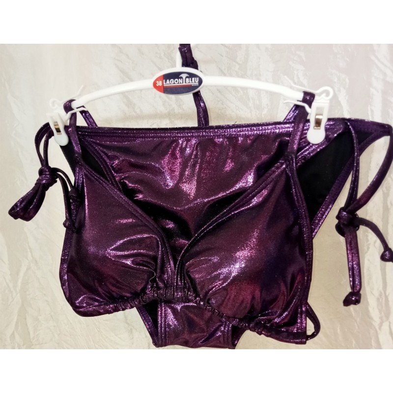 bikini violet métallisé, maillot glamour brillant, Lagon Bleu purple