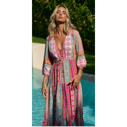 robe longue bohème Jaase, robe été imprimée, robe fluide chic femme