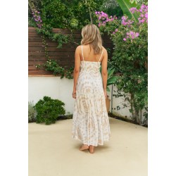 robe longue nœud devant Jaase, robe à bretelle tie and dye