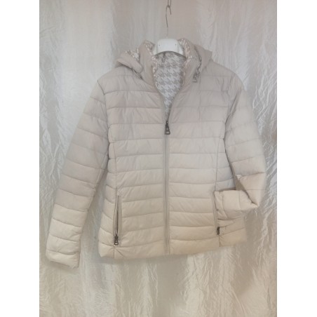 Manteau réversible femme, chaud et élégant, beige ou pied-de-poule