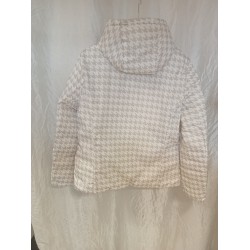 Manteau réversible femme, chaud et élégant, beige ou pied-de-poule