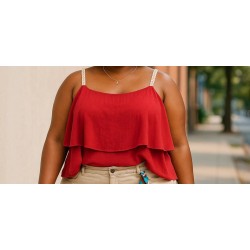 Débardeur avec bretelles tressées dorées